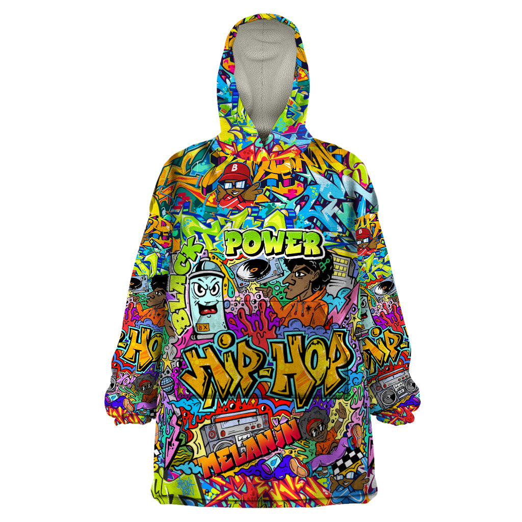 Hip Hop Graffiti Art Wearable Blanket Hoodie Black Power - Wonder Print Shop