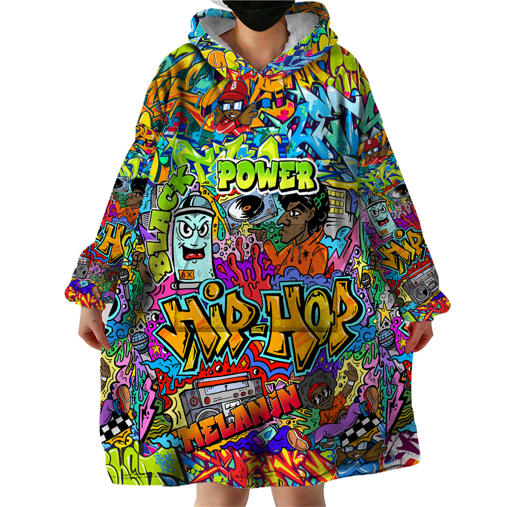 Hip Hop Graffiti Art Wearable Blanket Hoodie Black Power - Wonder Print Shop