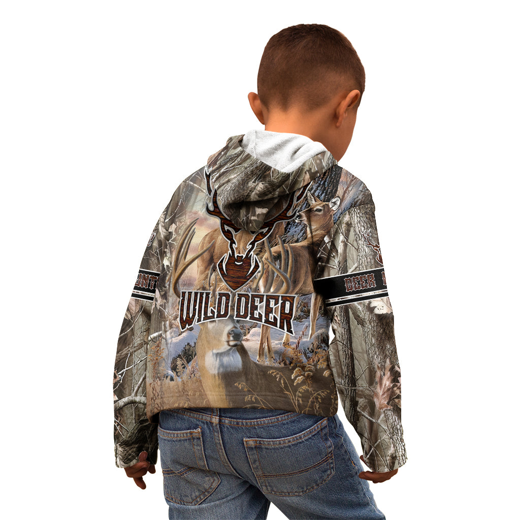 Wild Deer Hunting Kid Hoodie Realtree Buck and Doe - Wonder Print Shop