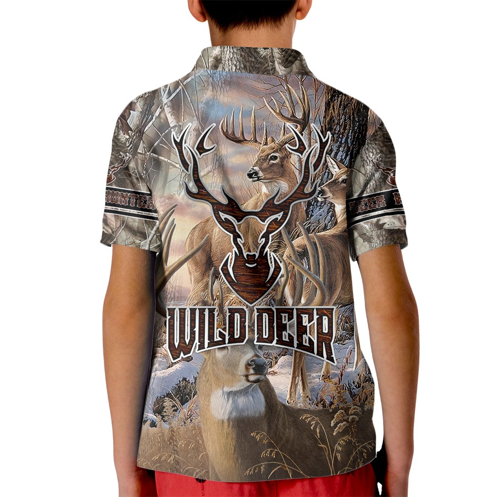 Wild Deer Hunting Kid Polo Shirt Realtree Buck and Doe - Wonder Print Shop