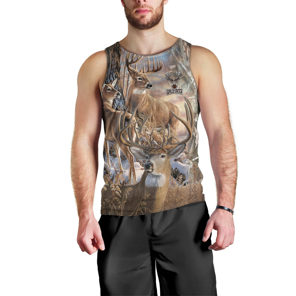 Wild Deer Hunting Men Tank Top Realtree Buck and Doe - Wonder Print Shop
