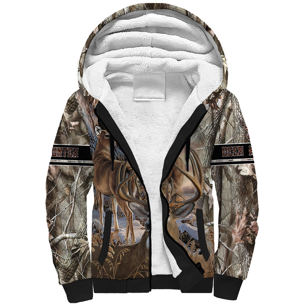 Wild Deer Hunting Sherpa Hoodie Realtree Buck and Doe - Wonder Print Shop
