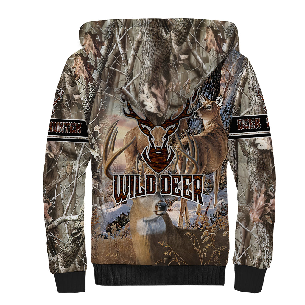 Wild Deer Hunting Sherpa Hoodie Realtree Buck and Doe - Wonder Print Shop