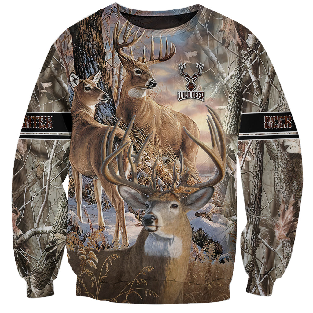 Wild Deer Hunting Sweatshirt Realtree Buck and Doe - Wonder Print Shop