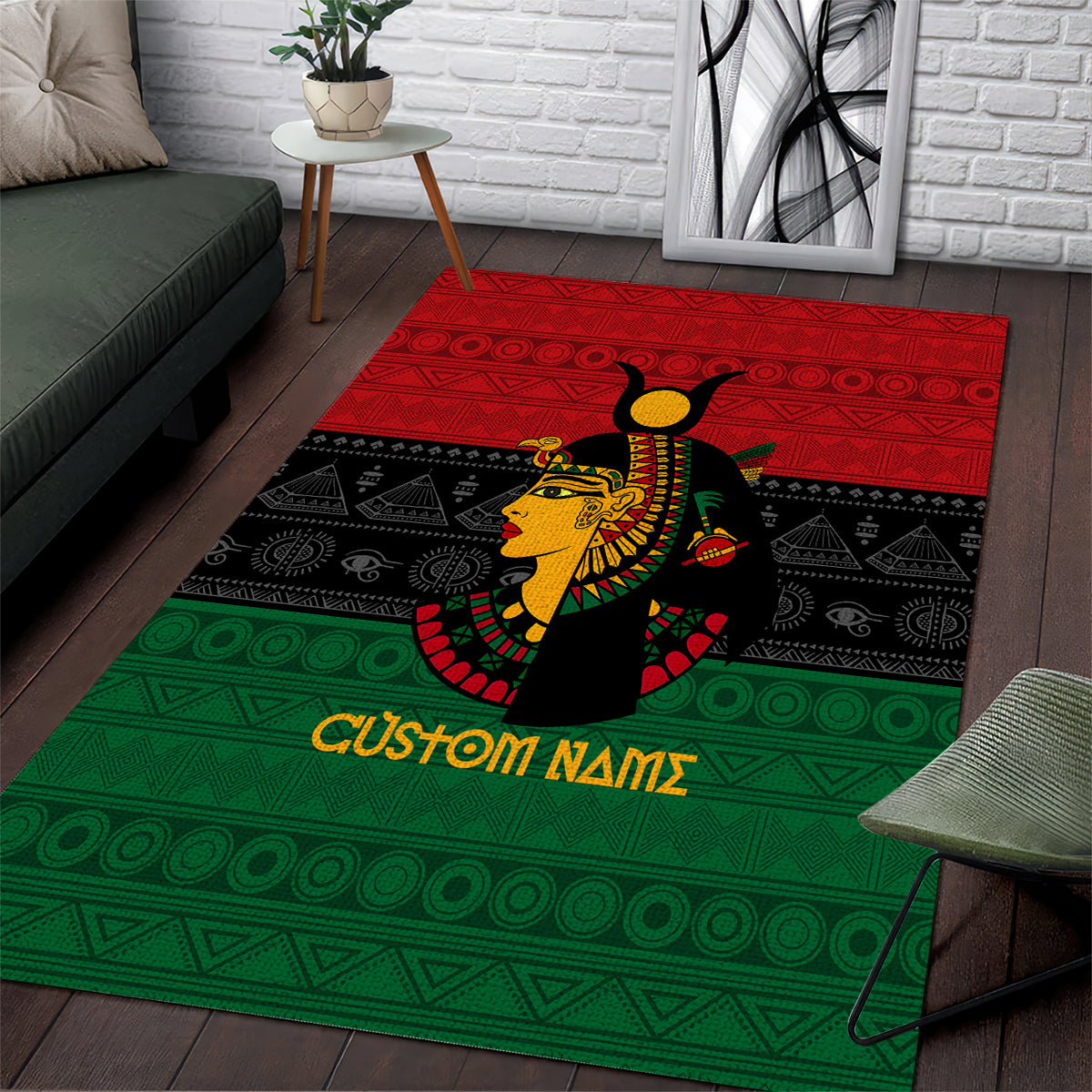 Personalized Queen In Pan-African Colors Area Rug Egyptian Beautiful Goddess - Wonder Print Shop