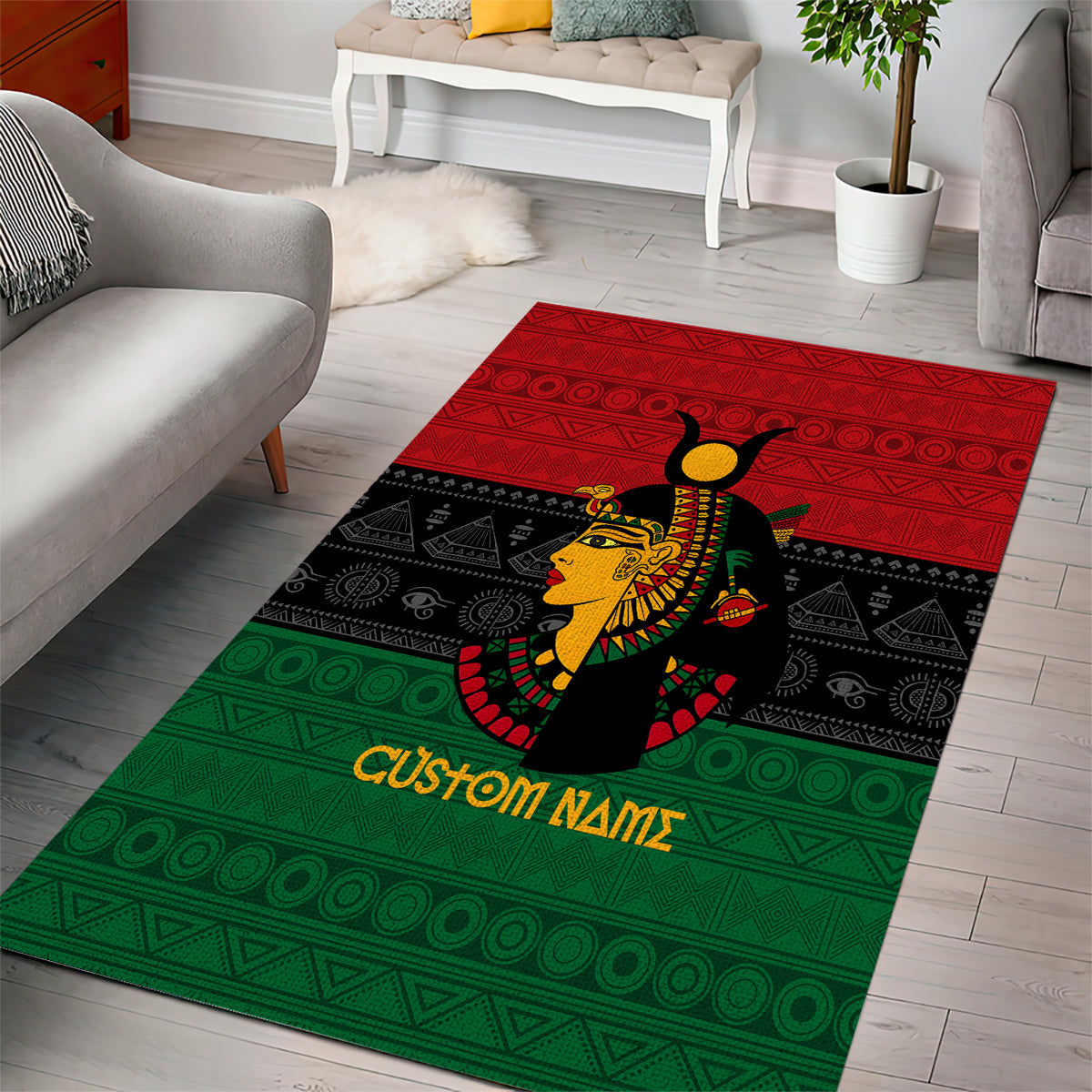 Personalized Queen In Pan-African Colors Area Rug Egyptian Beautiful Goddess - Wonder Print Shop