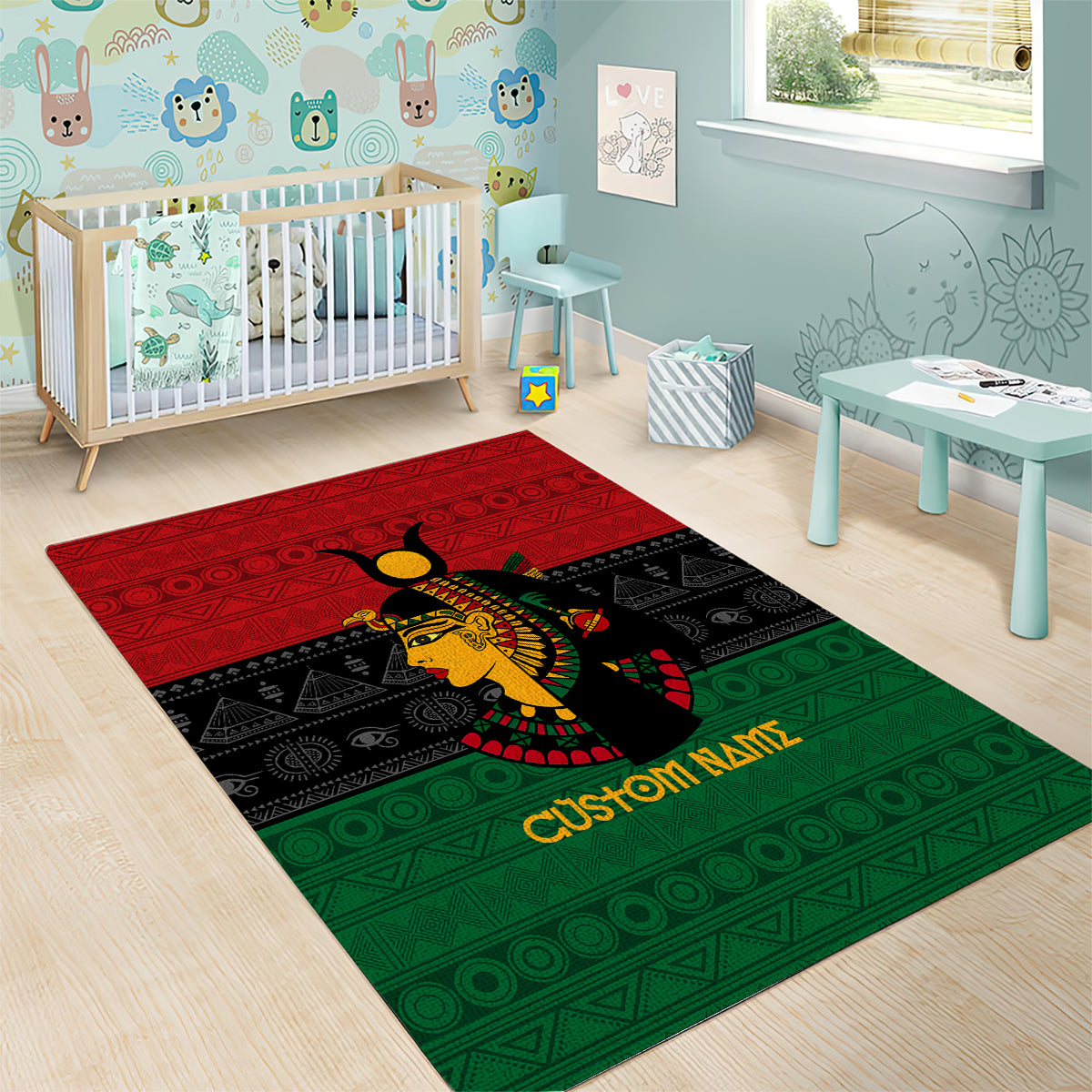 Personalized Queen In Pan-African Colors Area Rug Egyptian Beautiful Goddess - Wonder Print Shop
