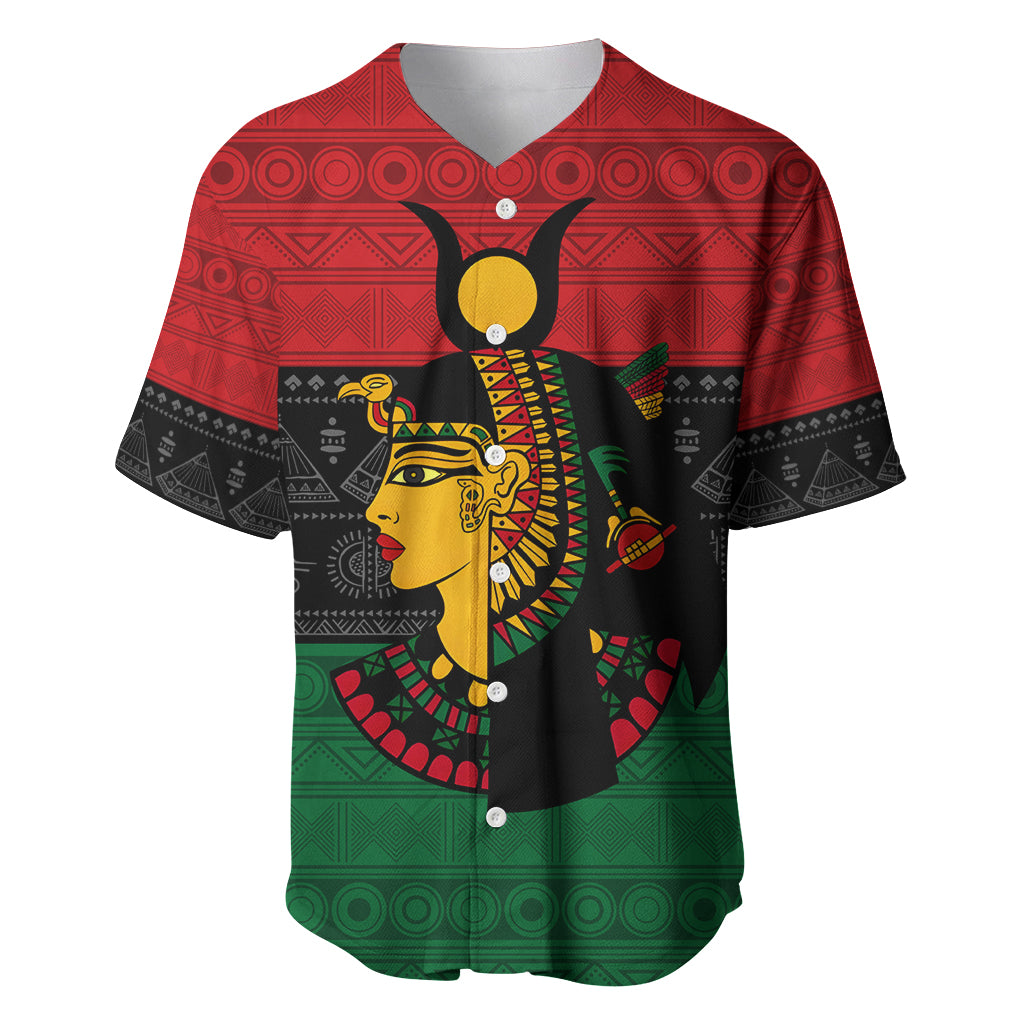 Personalized Queen In Pan-African Colors Baseball Jersey Egyptian Beautiful Goddess - Wonder Print Shop