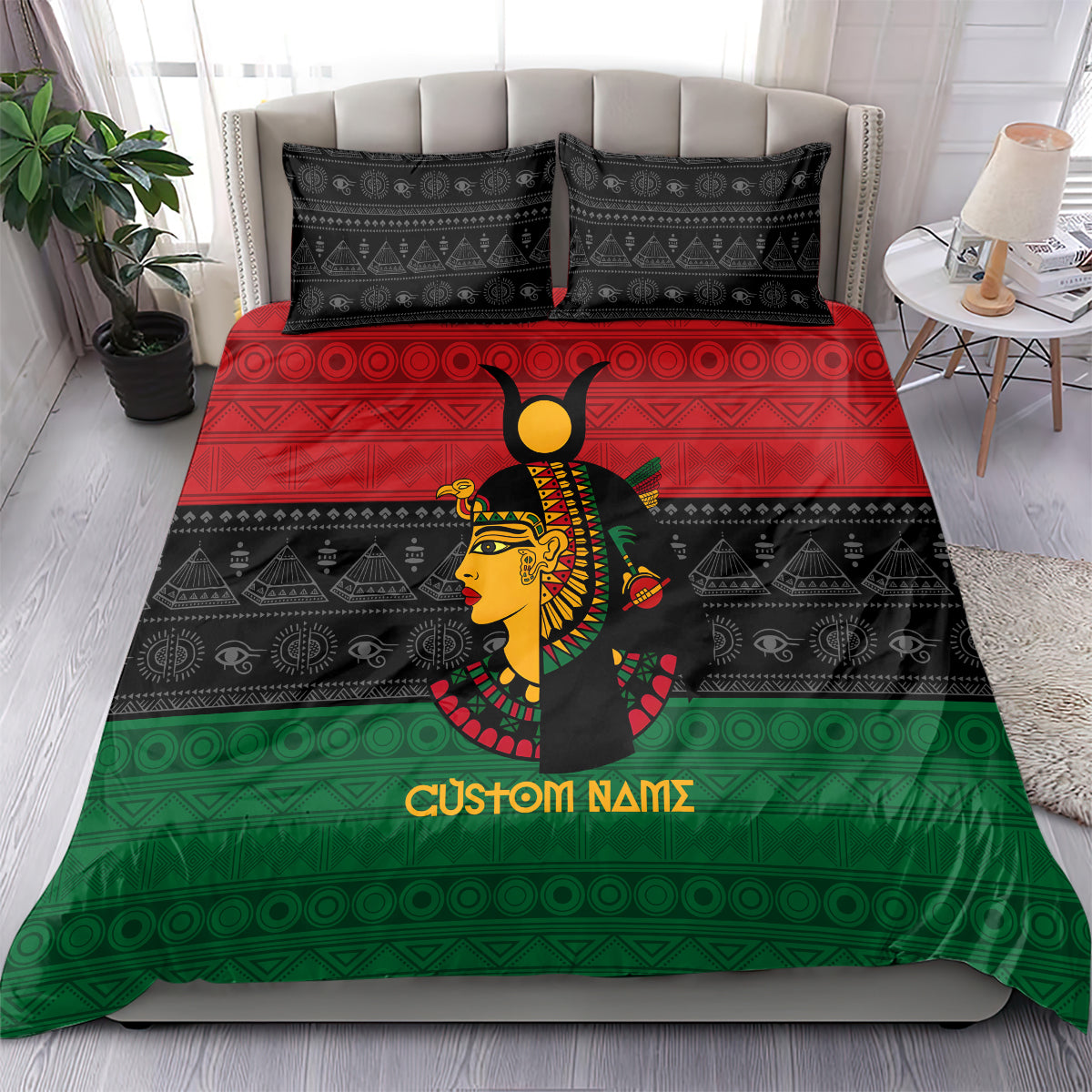 Personalized Queen In Pan-African Colors Bedding Set Egyptian Beautiful Goddess - Wonder Print Shop
