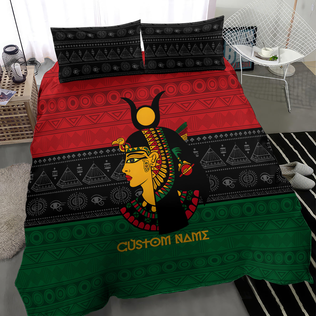 Personalized Queen In Pan-African Colors Bedding Set Egyptian Beautiful Goddess - Wonder Print Shop