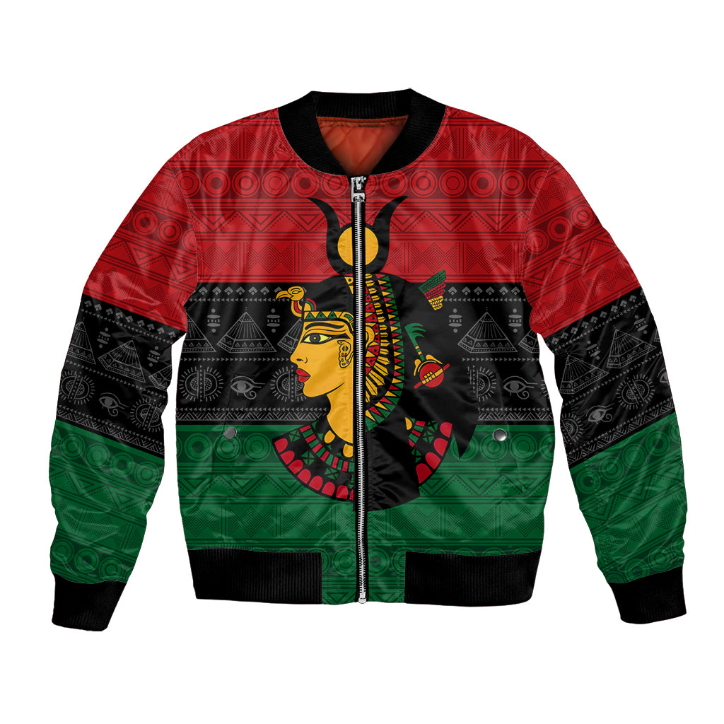 Personalized Queen In Pan-African Colors Bomber Jacket Egyptian Beautiful Goddess - Wonder Print Shop
