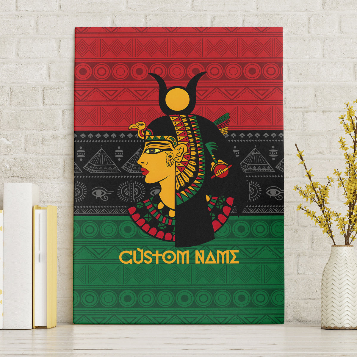 Personalized Queen In Pan-African Colors Canvas Wall Art Egyptian Beautiful Goddess - Wonder Print Shop