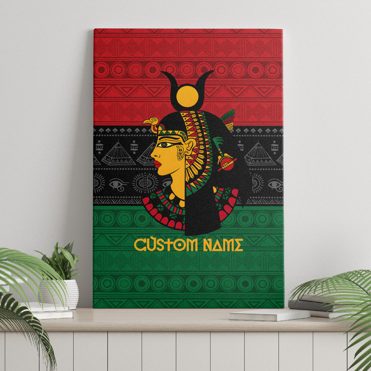 Personalized Queen In Pan-African Colors Canvas Wall Art Egyptian Beautiful Goddess - Wonder Print Shop