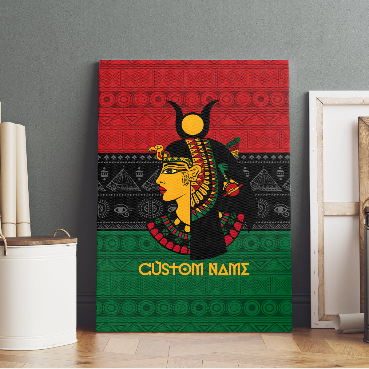 Personalized Queen In Pan-African Colors Canvas Wall Art Egyptian Beautiful Goddess - Wonder Print Shop