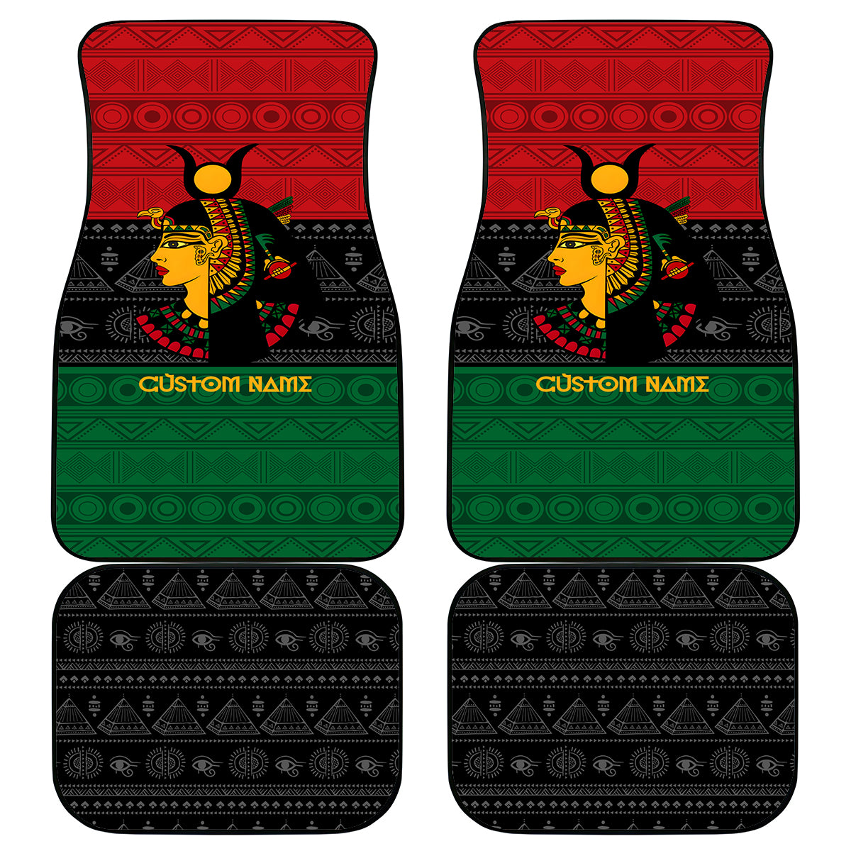 Personalized Queen In Pan-African Colors Car Mats Egyptian Beautiful Goddess - Wonder Print Shop