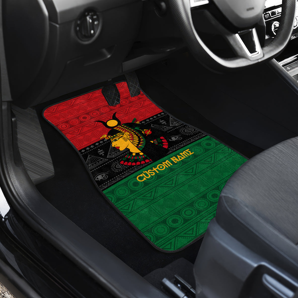 Personalized Queen In Pan-African Colors Car Mats Egyptian Beautiful Goddess - Wonder Print Shop
