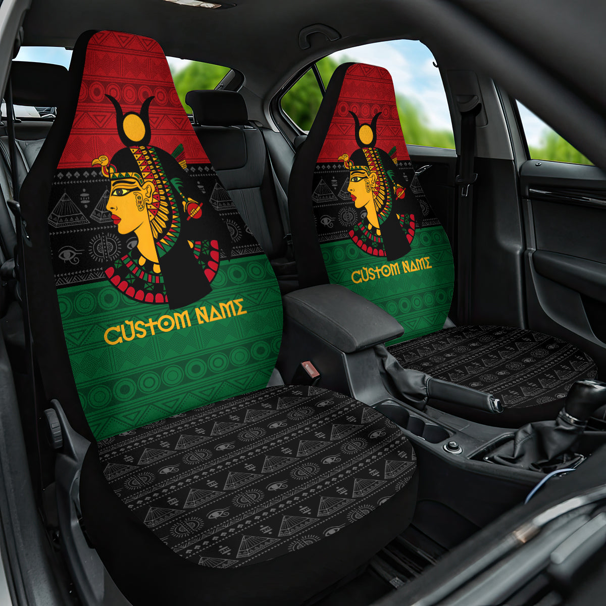 Personalized Queen In Pan-African Colors Car Seat Cover Egyptian Beautiful Goddess