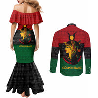 Personalized Queen In Pan-African Colors Couples Matching Mermaid Dress and Long Sleeve Button Shirt Egyptian Beautiful Goddess