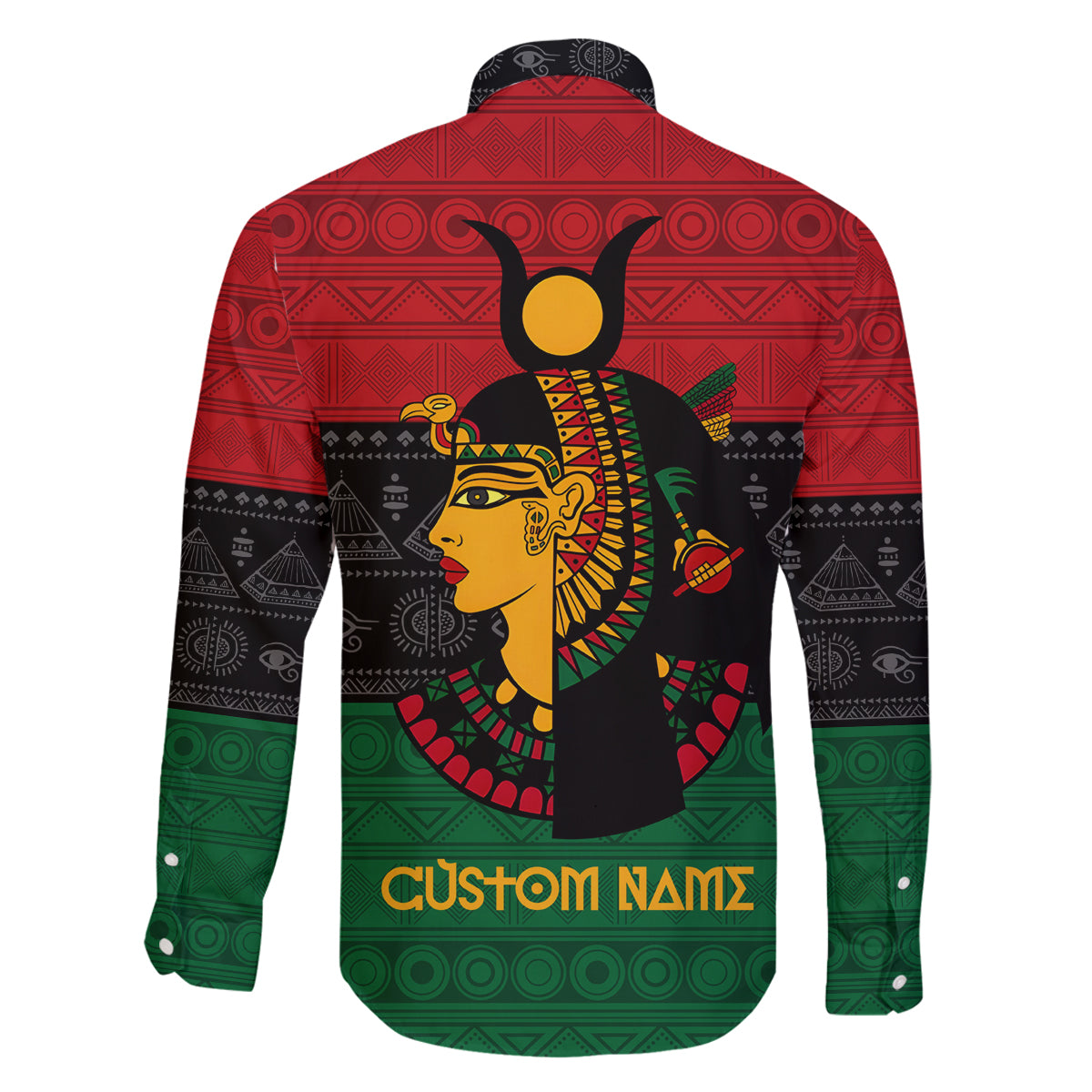 Personalized Queen In Pan-African Colors Family Matching Long Sleeve Bodycon Dress and Hawaiian Shirt Egyptian Beautiful Goddess - Wonder Print Shop