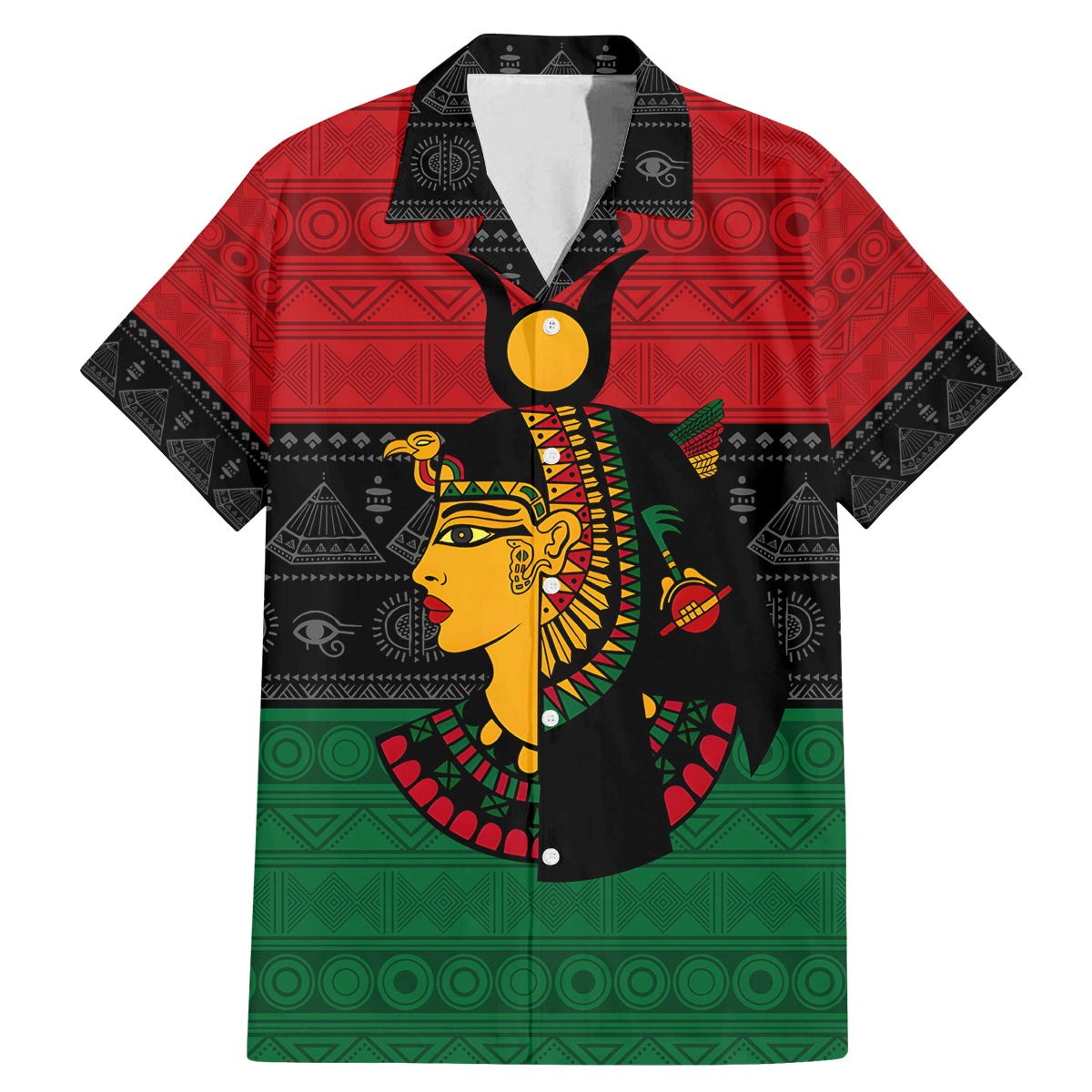 Personalized Queen In Pan-African Colors Family Matching Mermaid Dress and Hawaiian Shirt Egyptian Beautiful Goddess - Wonder Print Shop