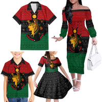 Personalized Queen In Pan-African Colors Family Matching Off The Shoulder Long Sleeve Dress and Hawaiian Shirt Egyptian Beautiful Goddess - Wonder Print Shop