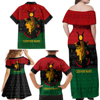 Personalized Queen In Pan-African Colors Family Matching Off Shoulder Maxi Dress and Hawaiian Shirt Egyptian Beautiful Goddess - Wonder Print Shop