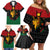 Personalized Queen In Pan-African Colors Family Matching Off Shoulder Short Dress and Hawaiian Shirt Egyptian Beautiful Goddess - Wonder Print Shop