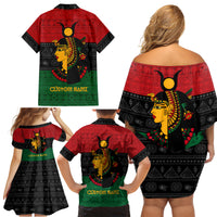 Personalized Queen In Pan-African Colors Family Matching Off Shoulder Short Dress and Hawaiian Shirt Egyptian Beautiful Goddess - Wonder Print Shop