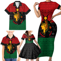 Personalized Queen In Pan-African Colors Family Matching Short Sleeve Bodycon Dress and Hawaiian Shirt Egyptian Beautiful Goddess - Wonder Print Shop