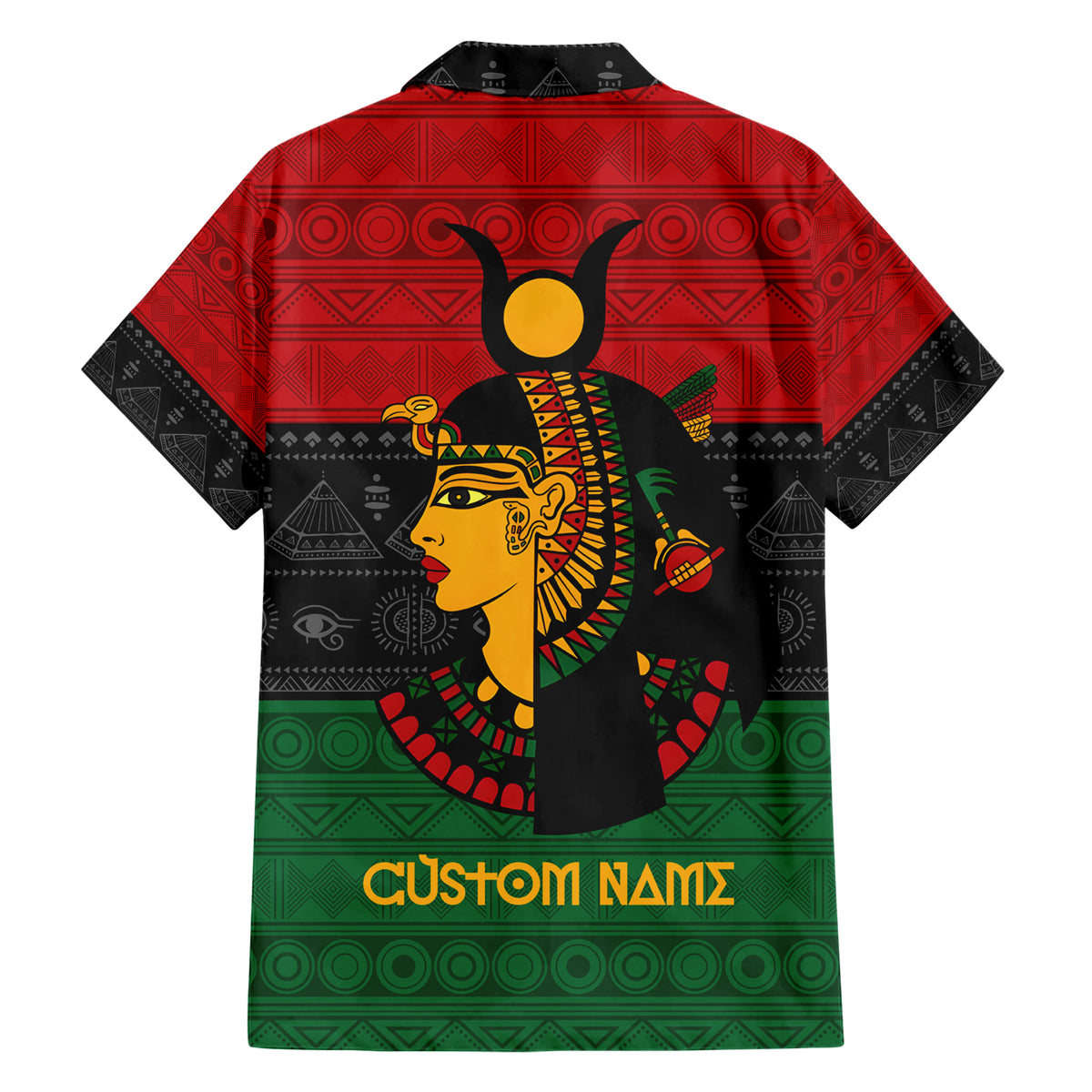 Personalized Queen In Pan-African Colors Family Matching Short Sleeve Bodycon Dress and Hawaiian Shirt Egyptian Beautiful Goddess - Wonder Print Shop