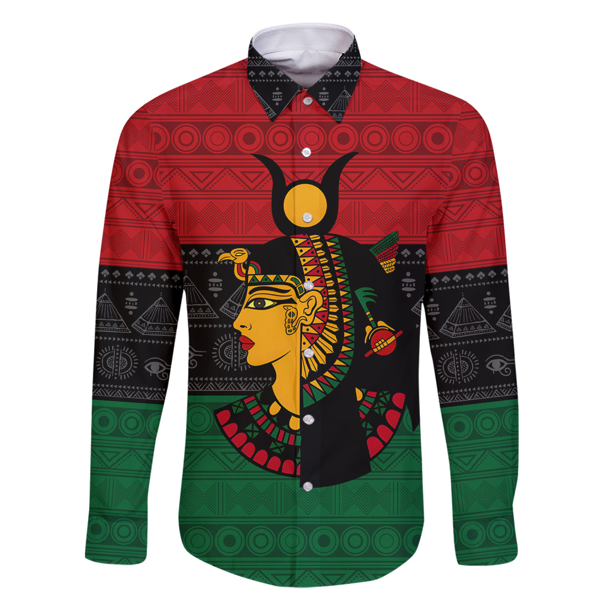 Personalized Queen In Pan-African Colors Family Matching Tank Maxi Dress and Hawaiian Shirt Egyptian Beautiful Goddess - Wonder Print Shop