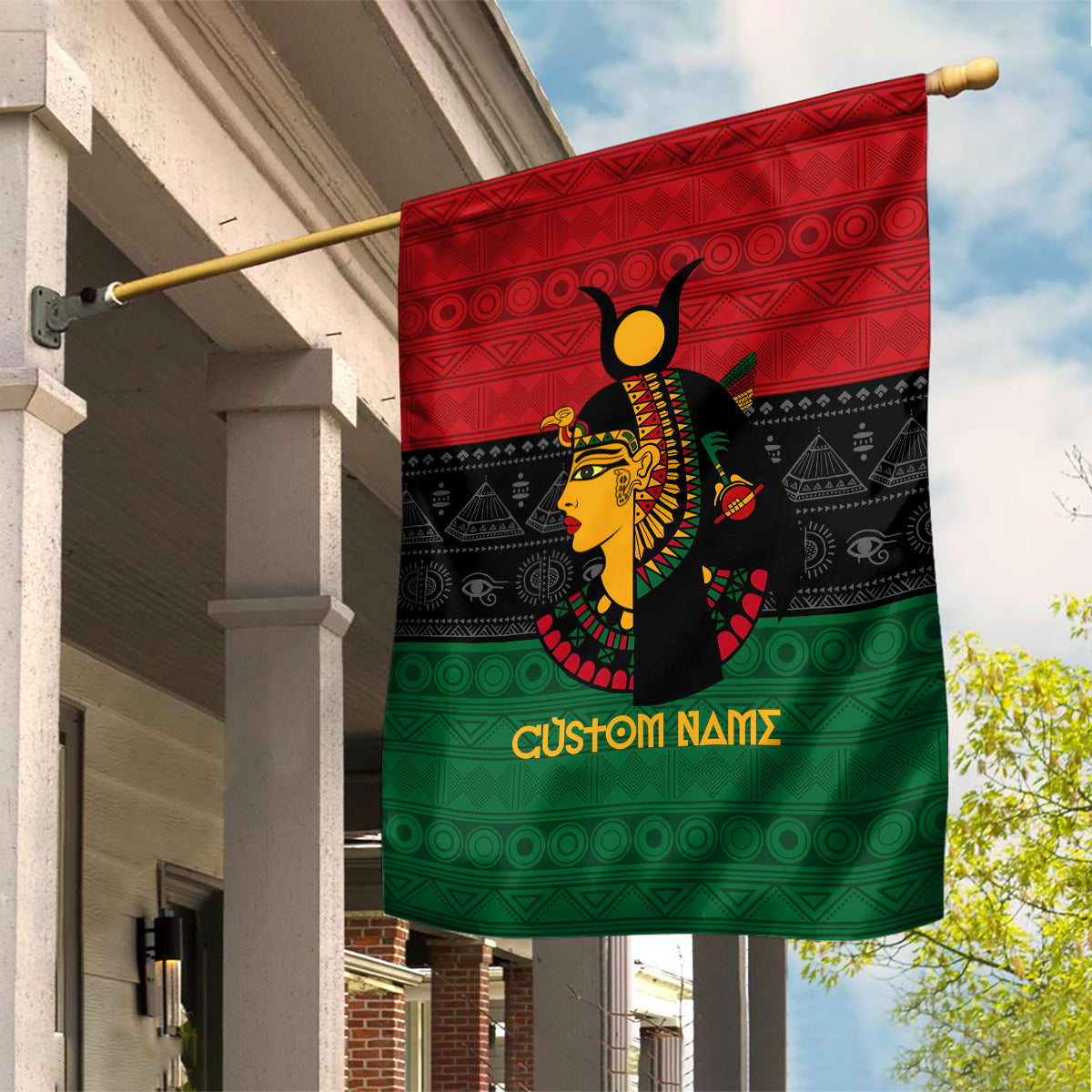 Personalized Queen In Pan-African Colors Garden Flag Egyptian Beautiful Goddess - Wonder Print Shop