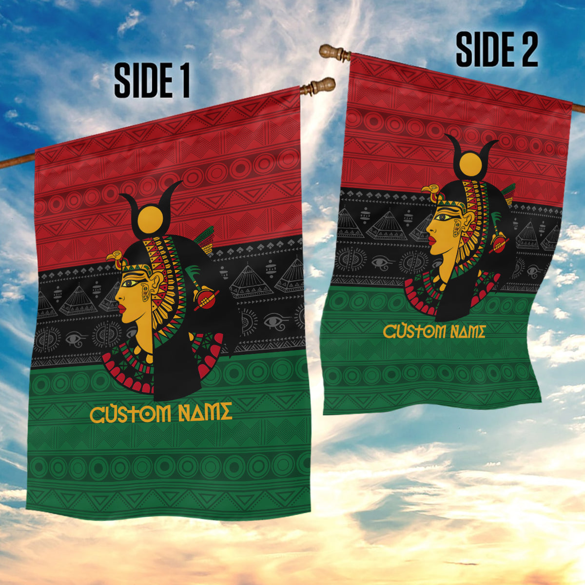 Personalized Queen In Pan-African Colors Garden Flag Egyptian Beautiful Goddess - Wonder Print Shop