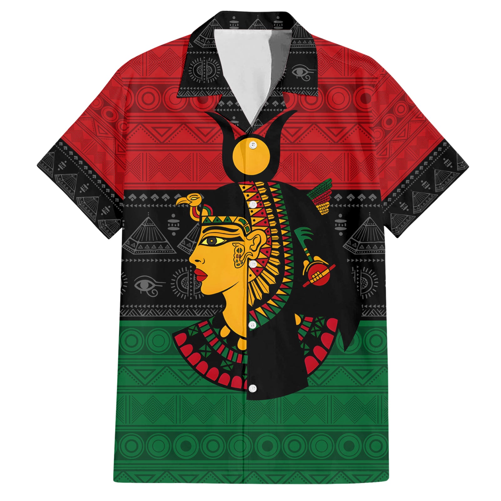 Personalized Queen In Pan-African Colors Hawaiian Shirt Egyptian Beautiful Goddess