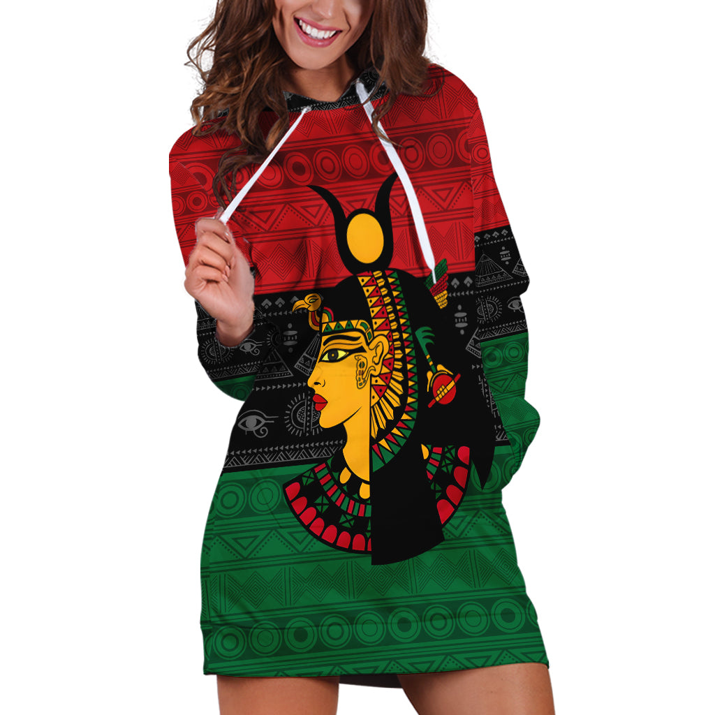 Personalized Queen In Pan-African Colors Hoodie Dress Egyptian Beautiful Goddess - Wonder Print Shop