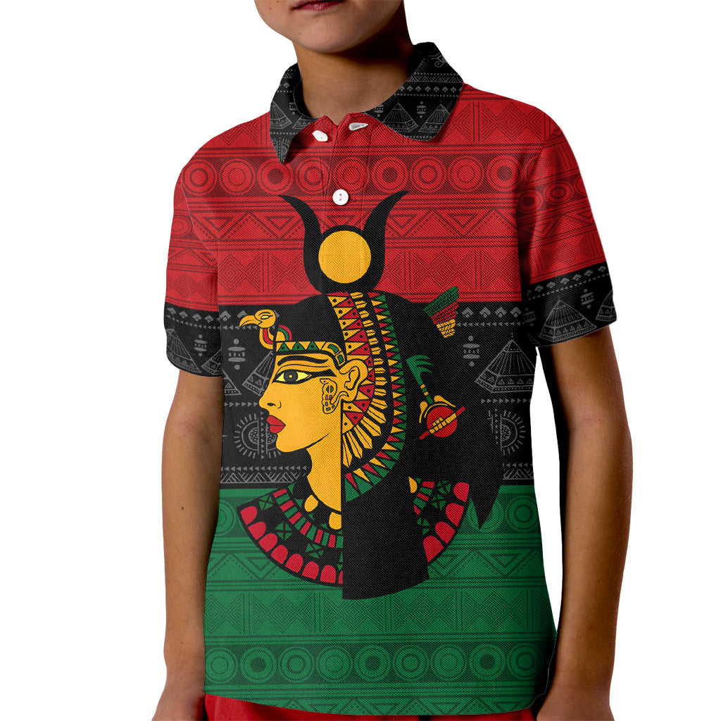Personalized Queen In Pan-African Colors Kid Polo Shirt Egyptian Beautiful Goddess - Wonder Print Shop