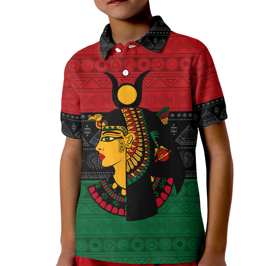 Personalized Queen In Pan-African Colors Kid Polo Shirt Egyptian Beautiful Goddess