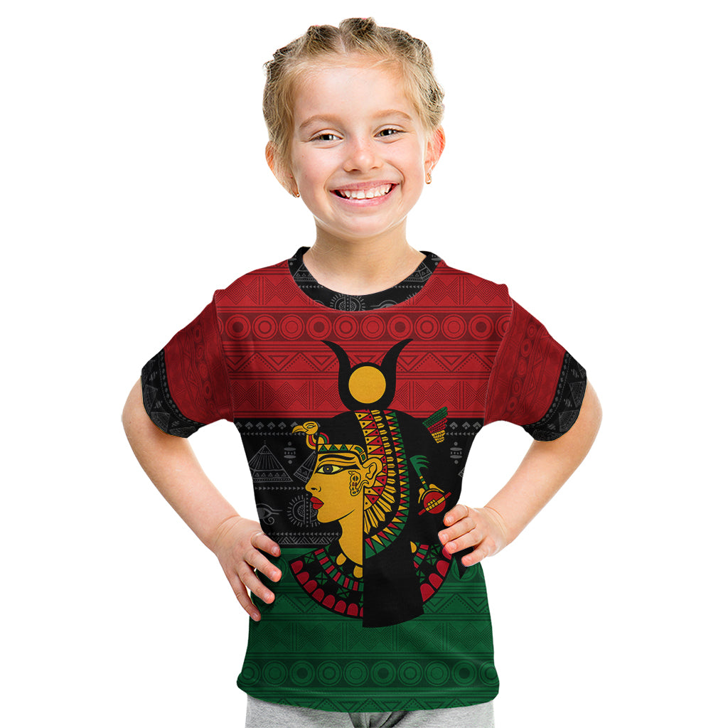 Personalized Queen In Pan-African Colors Kid T Shirt Egyptian Beautiful Goddess