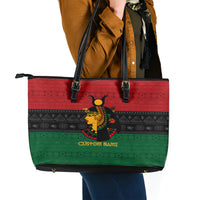 Personalized Queen In Pan-African Colors Leather Tote Bag Egyptian Beautiful Goddess - Wonder Print Shop