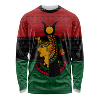 Personalized Queen In Pan-African Colors Long Sleeve Shirt Egyptian Beautiful Goddess - Wonder Print Shop