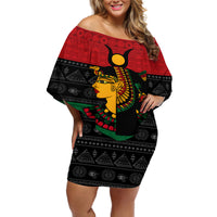 Personalized Queen In Pan-African Colors Off Shoulder Short Dress Egyptian Beautiful Goddess - Wonder Print Shop