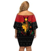 Personalized Queen In Pan-African Colors Off Shoulder Short Dress Egyptian Beautiful Goddess - Wonder Print Shop