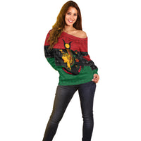 Personalized Queen In Pan-African Colors Off Shoulder Sweater Egyptian Beautiful Goddess - Wonder Print Shop