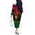 Personalized Queen In Pan-African Colors Off The Shoulder Long Sleeve Dress Egyptian Beautiful Goddess - Wonder Print Shop