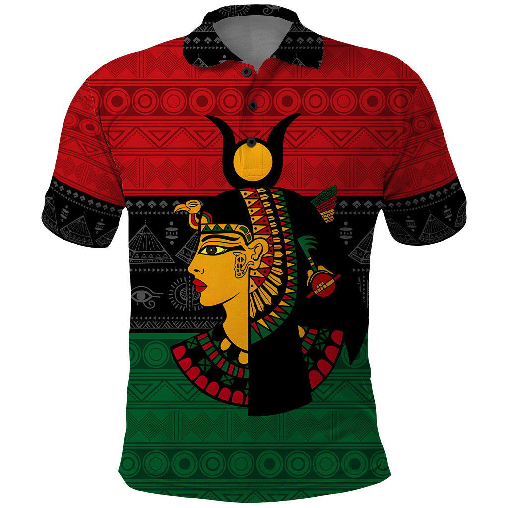 Personalized Queen In Pan-African Colors Polo Shirt Egyptian Beautiful Goddess