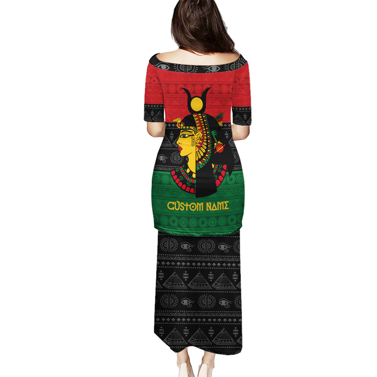 Personalized Queen In Pan-African Colors Puletasi Egyptian Beautiful Goddess - Wonder Print Shop