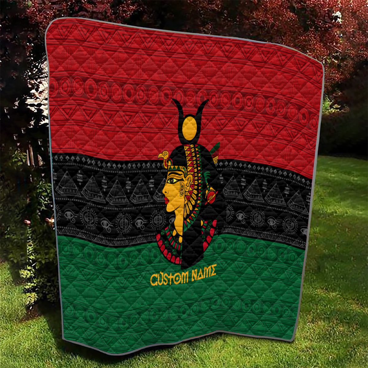 Personalized Queen In Pan-African Colors Quilt Egyptian Beautiful Goddess - Wonder Print Shop