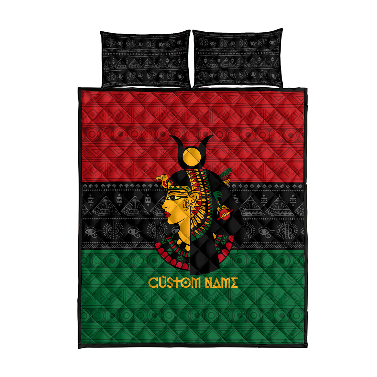 Personalized Queen In Pan-African Colors Quilt Bed Set Egyptian Beautiful Goddess - Wonder Print Shop