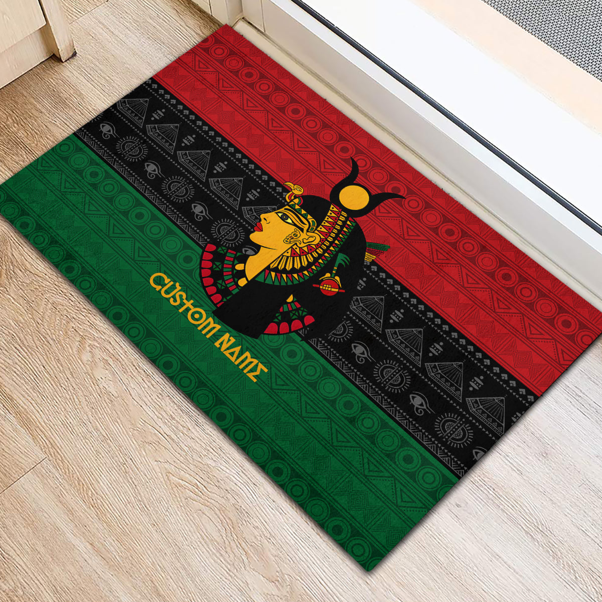 Personalized Queen In Pan-African Colors Rubber Doormat Egyptian Beautiful Goddess - Wonder Print Shop