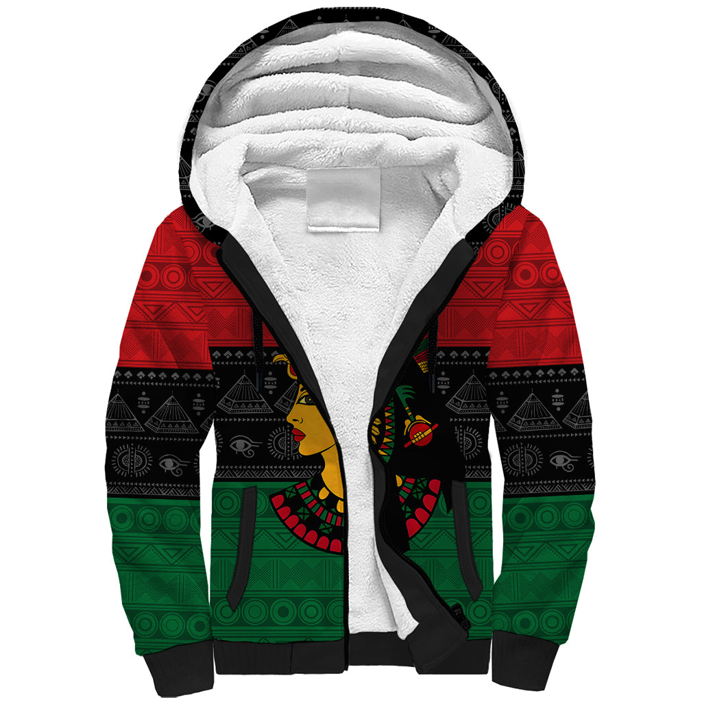 Personalized Queen In Pan-African Colors Sherpa Hoodie Egyptian Beautiful Goddess - Wonder Print Shop